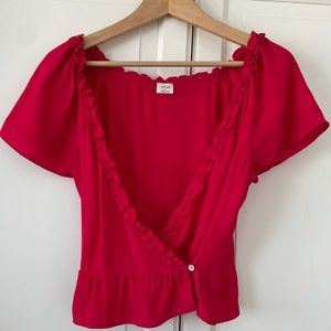 Aritzia Wilfred red wrap blouse, size small